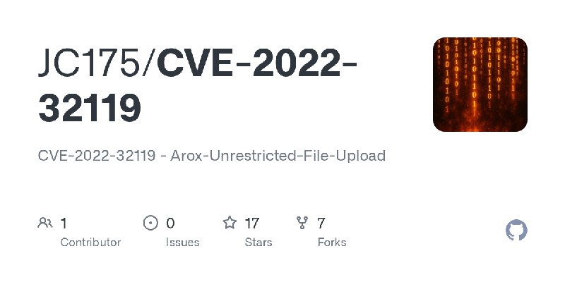 GitHub - JC175/CVE-2022-32119: CVE-2022-32119 - Arox-Unrestricted-File-Upload
