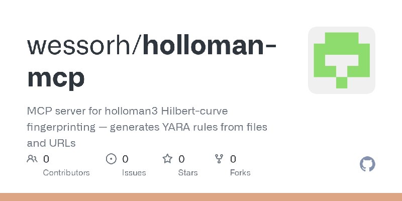 GitHub - wessorh/holloman-mcp: MCP server for holloman3 Hilbert-curve fingerprinting — generates YARA rules from files and URLs