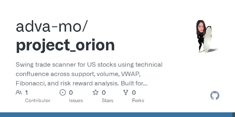 GitHub - adva-mo/project_orion: Swing trade scanner for US stocks using technical confluence across support, volume, VWAP, Fibonacci…