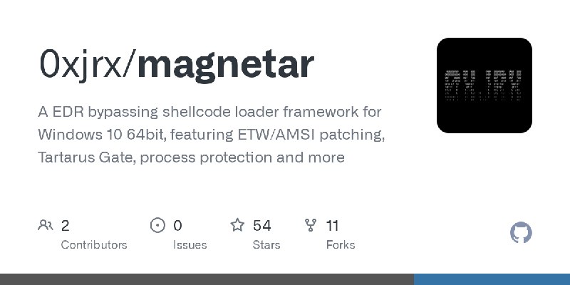 GitHub - 0xjrx/magnetar: A EDR bypassing shellcode loader framework for Windows 10 64bit, featuring ETW/AMSI patching, Tartarus…