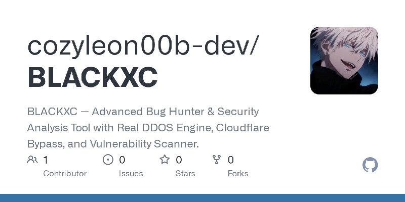 GitHub - cozyleon00b-dev/BLACKXC: BLACKXC — Advanced Bug Hunter & Security Analysis Tool with Real DDOS Engine, Cloudflare Bypass…