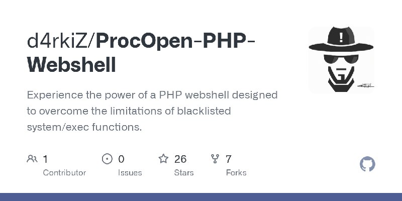 GitHub - d4rkiZ/ProcOpen-PHP-Webshell: Experience the power of a PHP webshell designed to overcome the limitations of blacklisted…