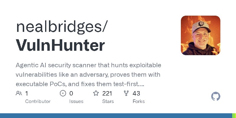 GitHub - nealbridges/VulnHunter: Agentic AI security scanner that hunts exploitable vulnerabilities like an adversary, proves them…