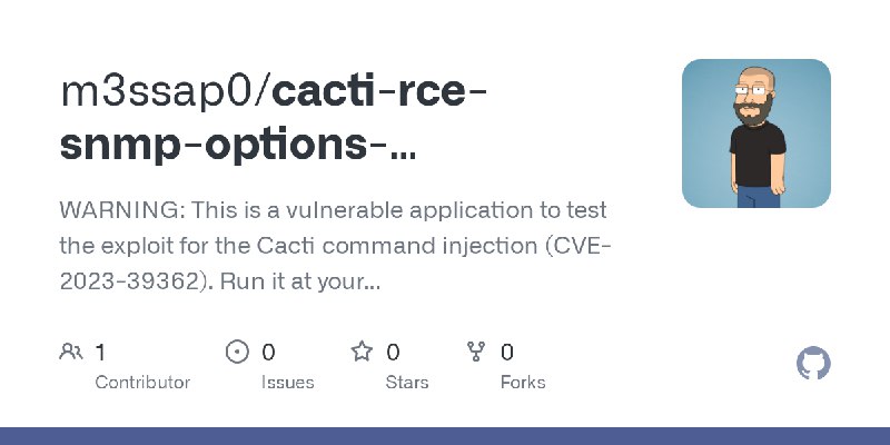 GitHub - m3ssap0/cacti-rce-snmp-options-vulnerable-application: WARNING: This is a vulnerable application to test the exploit for…