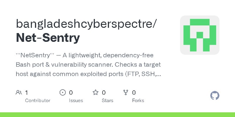 GitHub - bangladeshcyberspectre/Net-Sentry: **NetSentry** — A lightweight, dependency-free Bash port & vulnerability scanner. Checks…