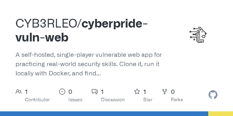 GitHub - CYB3RLEO/cyberpride-vuln-web: A self-hosted, single-player vulnerable web app for practicing real-world security skills.…