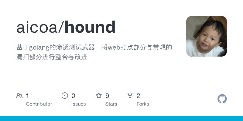 GitHub - aicoa/hound: 基于golang的渗透测试武器，将web打点部分与常规的漏扫部分进行整合与改进
