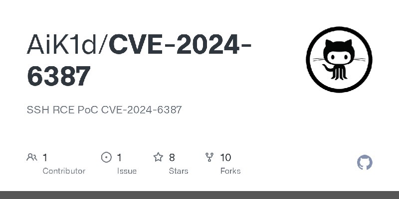 GitHub - AiK1d/CVE-2024-6387: SSH RCE PoC CVE-2024-6387