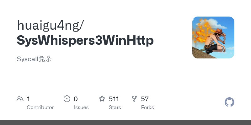 GitHub - huaigu4ng/SysWhispers3WinHttp: Syscall免杀