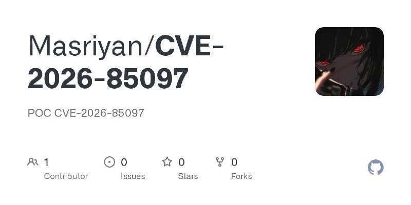 GitHub - Masriyan/CVE-2026-85097: POC CVE-2026-85097