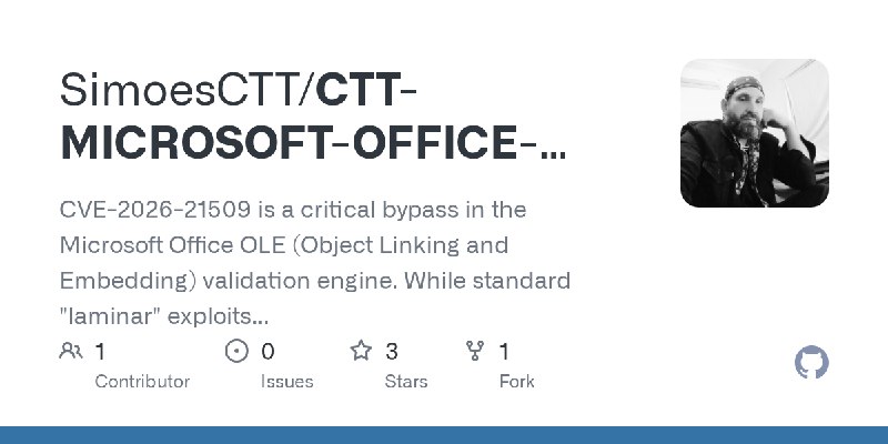 GitHub - SimoesCTT/CTT-MICROSOFT-OFFICE-OLE-MANIFOLD-BYPASS-CVE-2026-21509: CVE-2026-21509 is a critical bypass in the Microsoft…