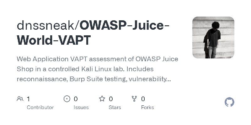 GitHub - dnssneak/OWASP-Juice-World-VAPT: Web Application VAPT assessment of OWASP Juice Shop in a controlled Kali Linux lab. Includes…