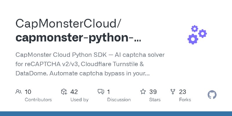 GitHub - CapMonsterCloud/capmonster-python-captcha-solver: CapMonster Cloud Python SDK — AI captcha solver for reCAPTCHA v2/v3…