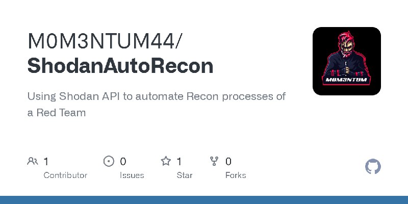 GitHub - M0M3NTUM44/ShodanAutoRecon: Using Shodan API to automate Recon processes of a Red Team