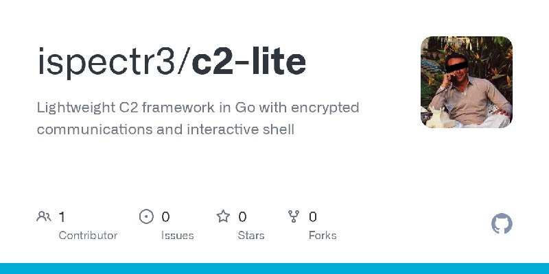 GitHub - ispectr3/c2-lite: Lightweight C2 framework in Go with encrypted communications and interactive shell
