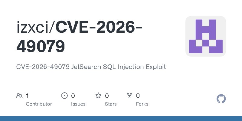 GitHub - izxci/CVE-2026-49079: CVE-2026-49079 JetSearch SQL Injection Exploit
