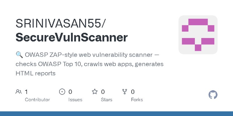 GitHub - SRINIVASAN55/SecureVulnScanner: 🔍 OWASP ZAP-style web vulnerability scanner — checks OWASP Top 10, crawls web apps, generates…