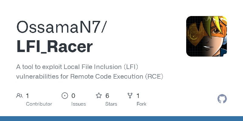 GitHub - OssamaN7/LFI_Racer: A tool to exploit Local File Inclusion (LFI) vulnerabilities for Remote Code Execution (RCE)