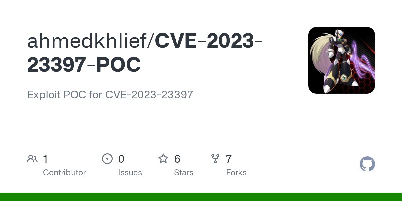 GitHub - ahmedkhlief/CVE-2023-23397-POC: Exploit POC for CVE-2023-23397