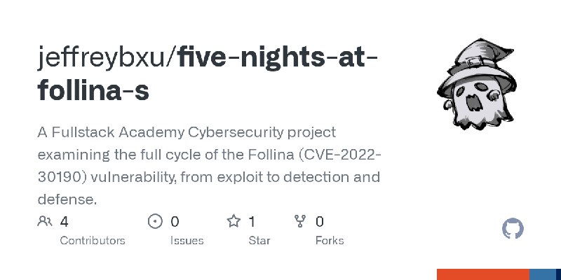 GitHub - jeffreybxu/five-nights-at-follina-s: A Fullstack Academy Cybersecurity project examining the full cycle of the Follina…