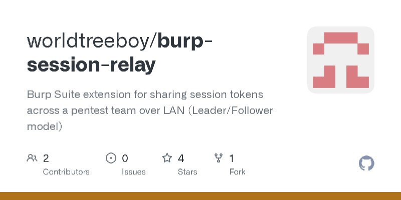 GitHub - worldtreeboy/burp-session-relay: Burp Suite extension for sharing session tokens across a pentest team over LAN (Leader/Follower…