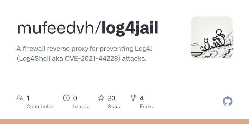 GitHub - mufeedvh/log4jail: A firewall reverse proxy for preventing Log4J (Log4Shell aka CVE-2021-44228) attacks.