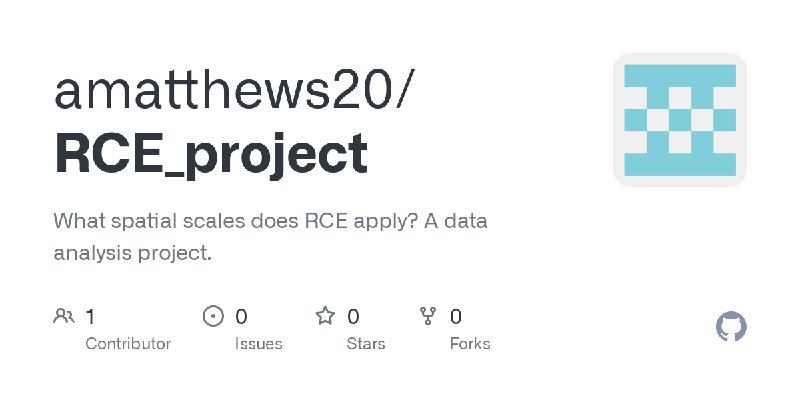GitHub - amatthews20/RCE_project: What spatial scales does RCE apply? A data analysis project.