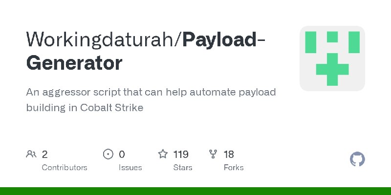 GitHub - Workingdaturah/Payload-Generator: An aggressor script that can help automate payload building in Cobalt Strike