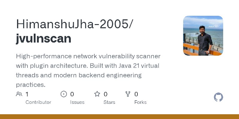 GitHub - HimanshuJha-2005/jvulnscan: High-performance network vulnerability scanner with plugin architecture. Built with Java 21…