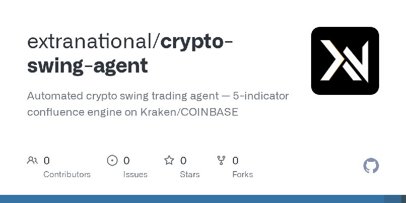 GitHub - extranational/crypto-swing-agent: Automated crypto swing trading agent — 5-indicator confluence engine on Kraken/COINBASE