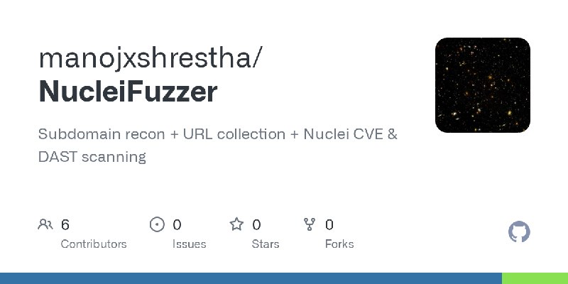 GitHub - manojxshrestha/NucleiFuzzer: Subdomain recon + URL collection + Nuclei CVE & DAST scanning