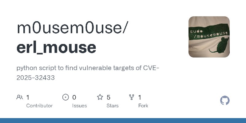 GitHub - m0usem0use/erl_mouse: python script to find vulnerable targets of CVE-2025-32433