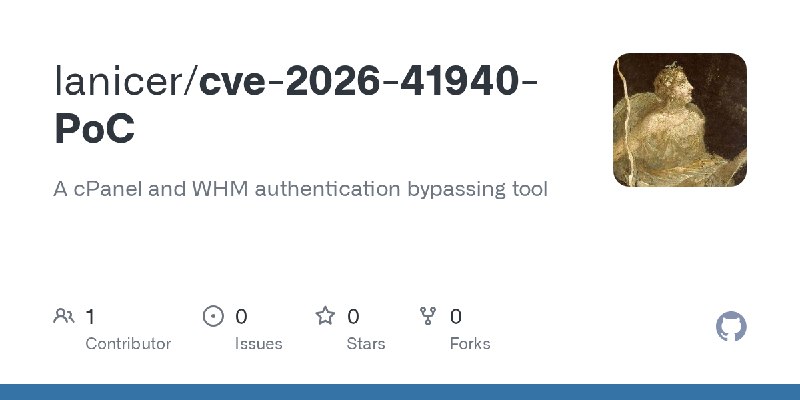 GitHub - lanicer/cve-2026-41940-PoC: A cPanel and WHM authentication bypassing tool