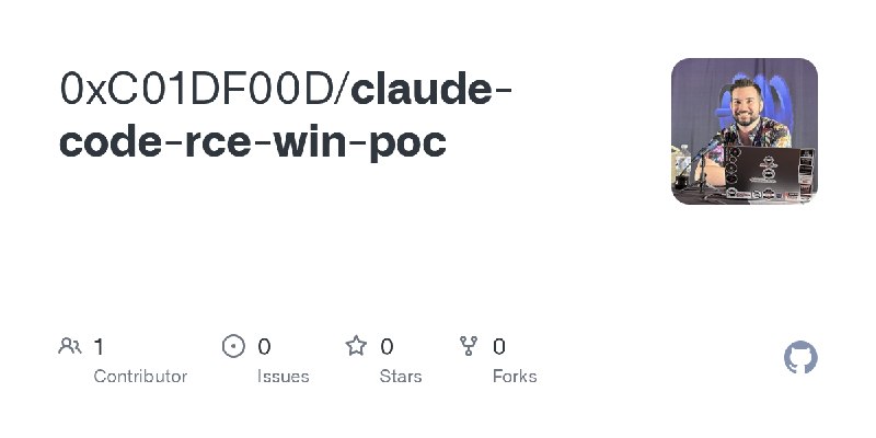 GitHub - 0xC01DF00D/claude-code-rce-win-poc