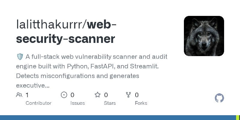 GitHub - lalitthakurrr/web-security-scanner: 🛡️ A full-stack web vulnerability scanner and audit engine built with Python, FastAPI…