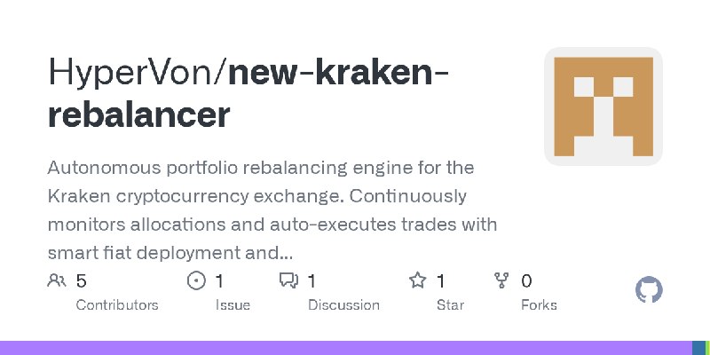 GitHub - HyperVon/new-kraken-rebalancer: Autonomous portfolio rebalancing engine for the Kraken cryptocurrency exchange. Continuously…