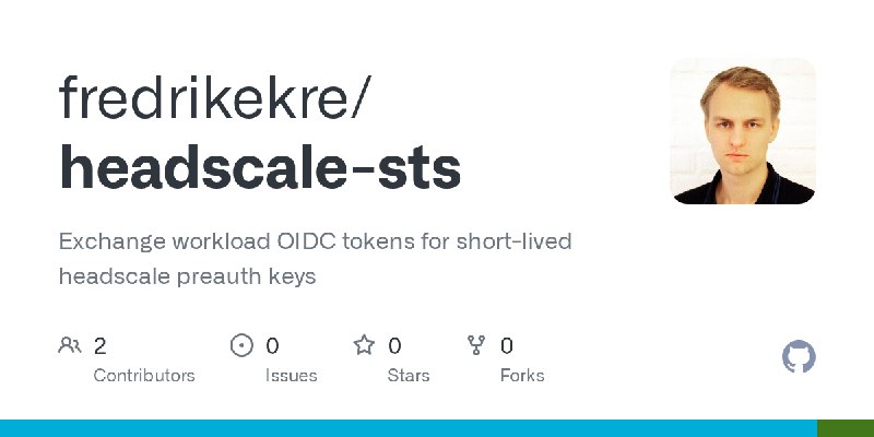GitHub - fredrikekre/headscale-sts: Exchange workload OIDC tokens for short-lived headscale preauth keys