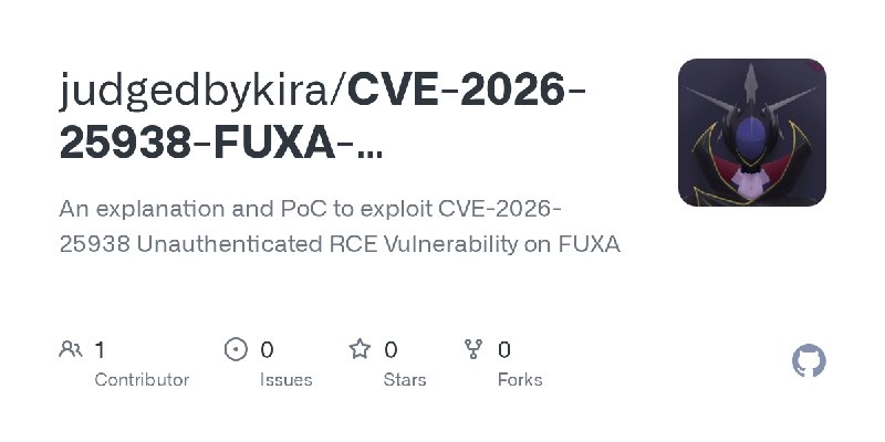 GitHub - judgedbykira/CVE-2026-25938-FUXA-Unauthenticated-RCE: An explanation and PoC to exploit CVE-2026-25938 Unauthenticated…