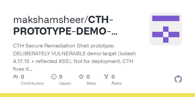 GitHub - makshamsheer/CTH-PROTOTYPE-DEMO-TARGET-vulnerable-storefront: CTH Secure Remediation Shell prototype: DELIBERATELY VULNERABLE…