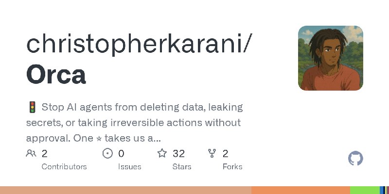 GitHub - christopherkarani/Orca: 🚦 Stop AI agents from deleting data, leaking secrets, or taking irreversible actions without approval.…
