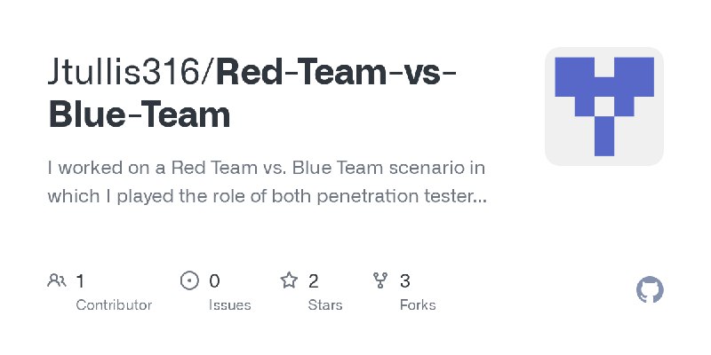 GitHub - Jtullis316/Red-Team-vs-Blue-Team: I worked on a Red Team vs. Blue Team scenario in which I played the role of both penetration…
