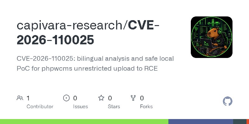 GitHub - capivara-research/CVE-2026-110025: CVE-2026-110025: bilingual analysis and safe local PoC for phpwcms unrestricted upload…