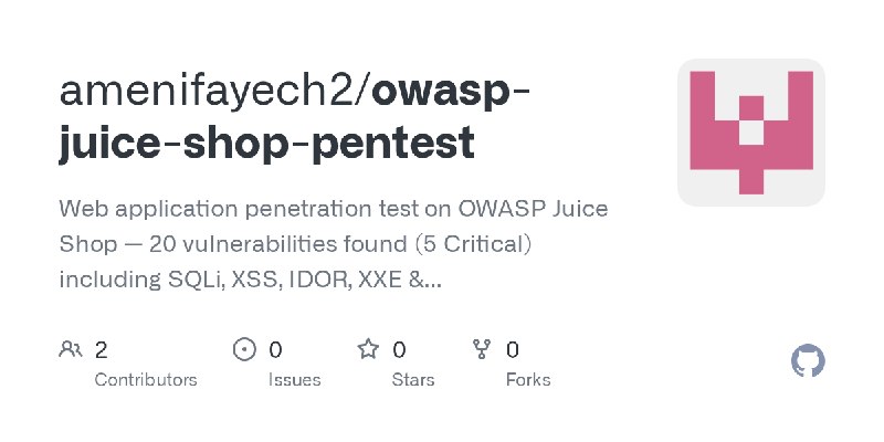 GitHub - amenifayech2/owasp-juice-shop-pentest: Web application penetration test on OWASP Juice Shop — 20 vulnerabilities found…