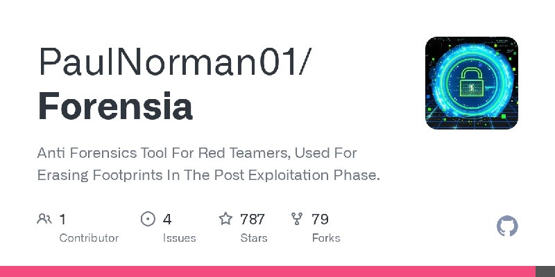 GitHub - PaulNorman01/Forensia: Anti Forensics Tool For Red Teamers, Used For Erasing Footprints In The Post Exploitation Phase.