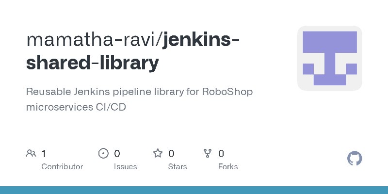 GitHub - mamatha-ravi/jenkins-shared-library: Reusable Jenkins pipeline library for RoboShop microservices CI/CD