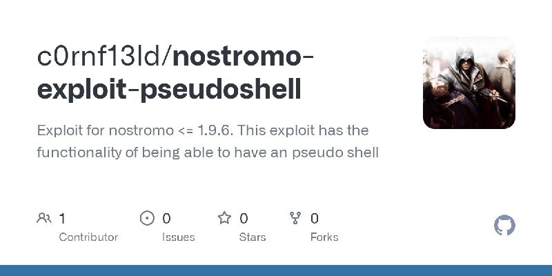 GitHub - c0rnf13ld/nostromo-exploit-pseudoshell: Exploit for nostromo <= 1.9.6. This exploit has the functionality of being able…