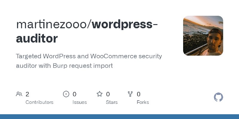 GitHub - martinezooo/wordpress-auditor: Targeted WordPress and WooCommerce security auditor with Burp request import