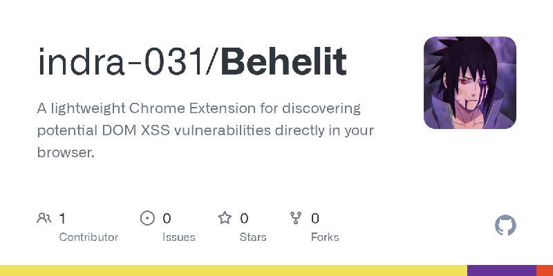 GitHub - indra-031/Behelit: A lightweight Chrome Extension for discovering potential DOM XSS vulnerabilities directly in your browser.