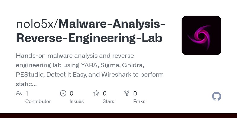 GitHub - nolo5x/Malware-Analysis-Reverse-Engineering-Lab: Hands-on malware analysis and reverse engineering lab using YARA, Sigma…