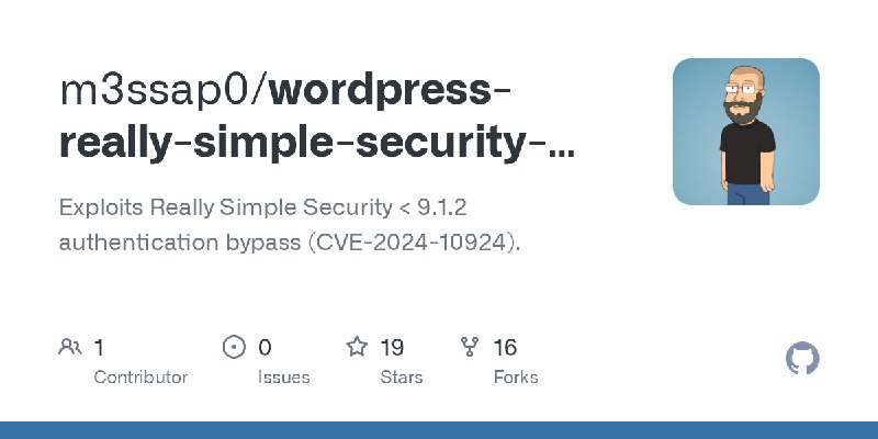 GitHub - m3ssap0/wordpress-really-simple-security-authn-bypass-exploit: Exploits Really Simple Security < 9.1.2 authentication…